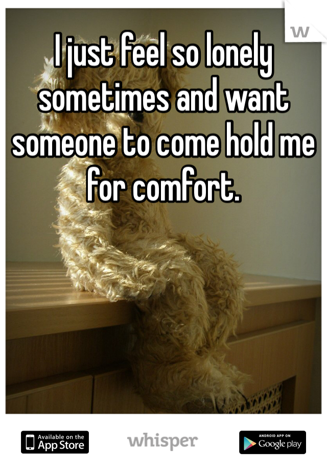 I just feel so lonely sometimes and want someone to come hold me for comfort.