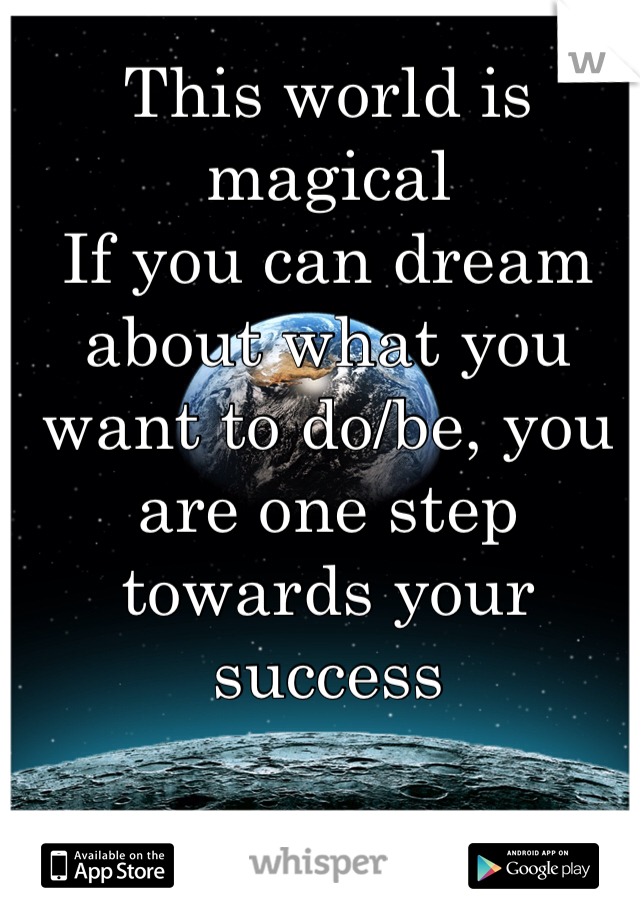 This world is magical
If you can dream about what you want to do/be, you are one step towards your success
