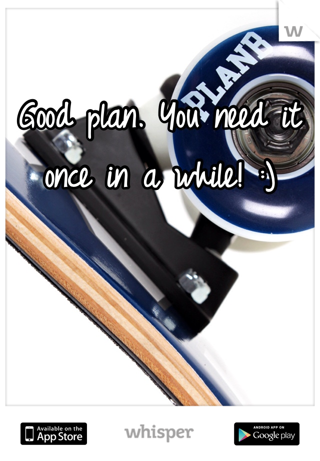 Good plan. You need it once in a while! :)