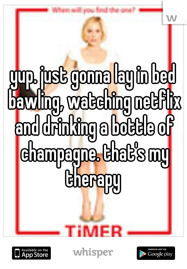 yup. just gonna lay in bed bawling, watching netflix and drinking a bottle of champagne. that's my therapy 