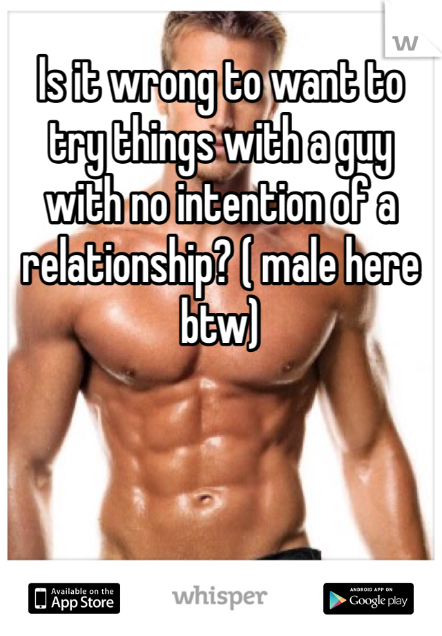 Is it wrong to want to try things with a guy with no intention of a relationship? ( male here btw) 