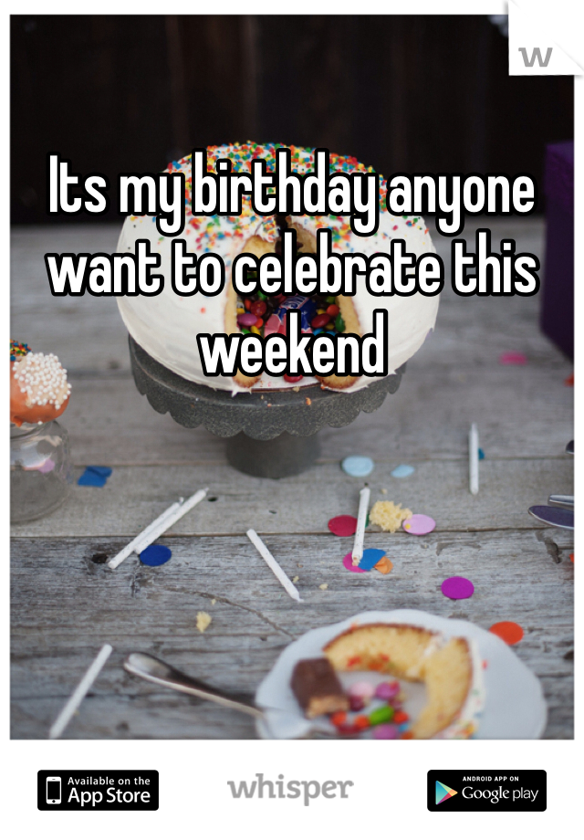 Its my birthday anyone want to celebrate this weekend 
