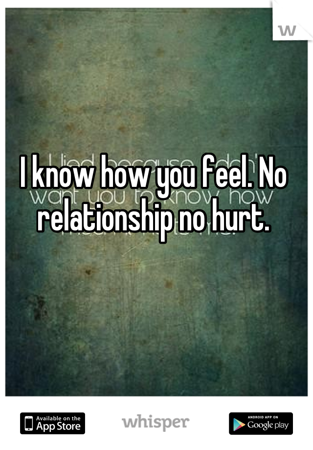 I know how you feel. No relationship no hurt.