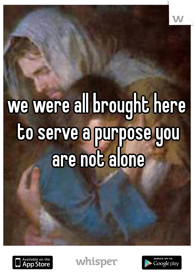we were all brought here to serve a purpose you are not alone