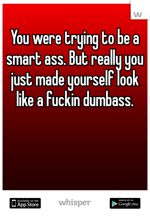 You were trying to be a smart ass. But really you just made yourself look like a fuckin dumbass. 