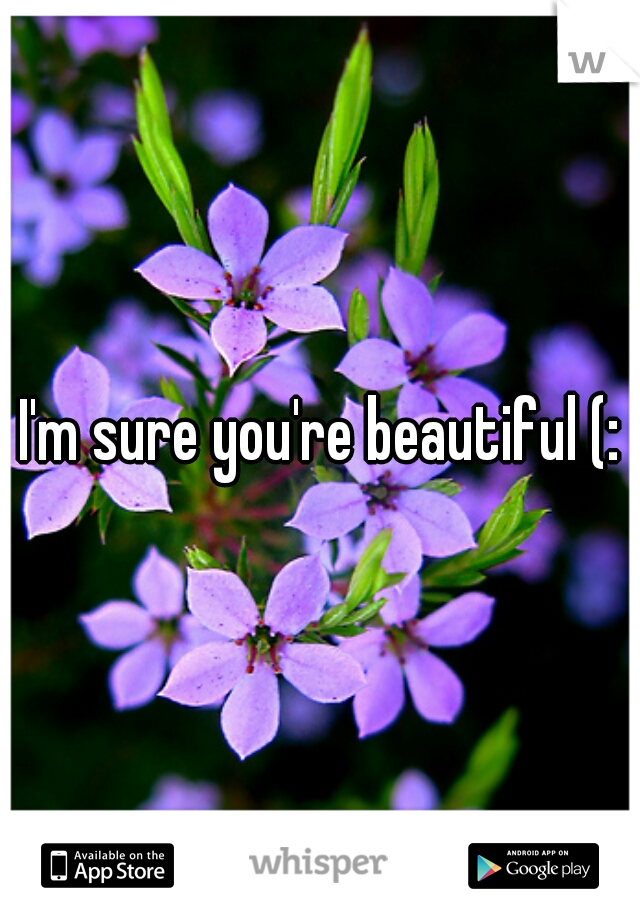 I'm sure you're beautiful (: