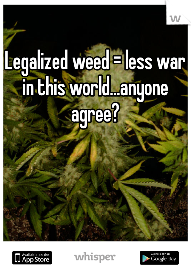 Legalized weed = less war in this world...anyone agree?