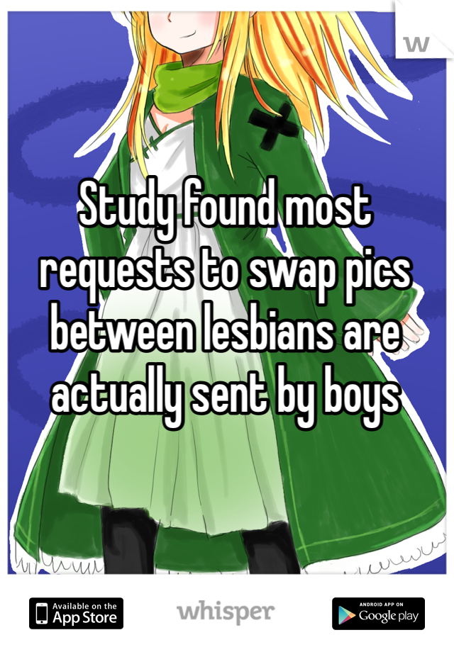Study found most requests to swap pics between lesbians are actually sent by boys 