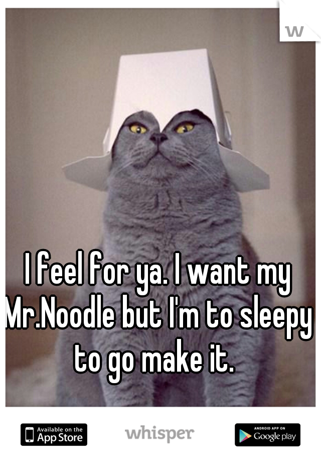  I feel for ya. I want my Mr.Noodle but I'm to sleepy to go make it. 