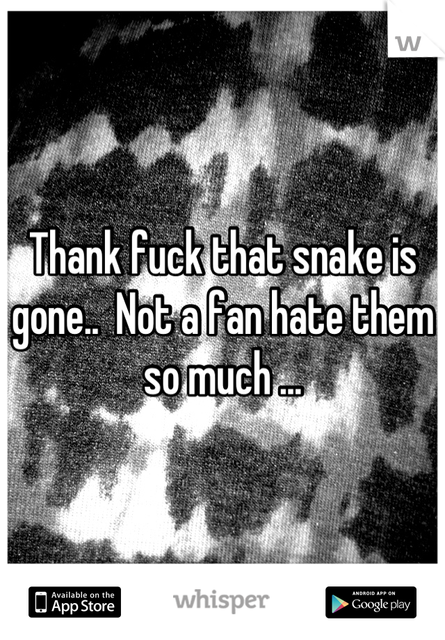 Thank fuck that snake is gone..  Not a fan hate them so much ...