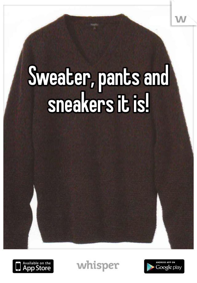 Sweater, pants and sneakers it is! 