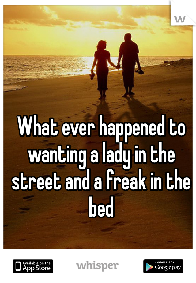 What ever happened to wanting a lady in the street and a freak in the bed