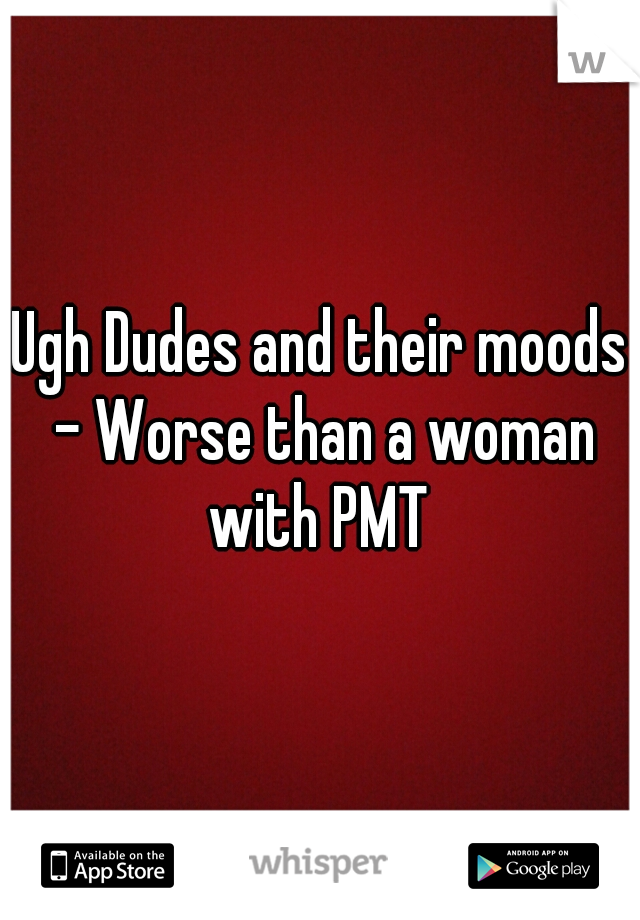 Ugh Dudes and their moods - Worse than a woman with PMT 