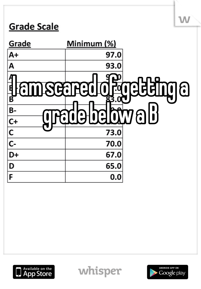 I am scared of getting a grade below a B