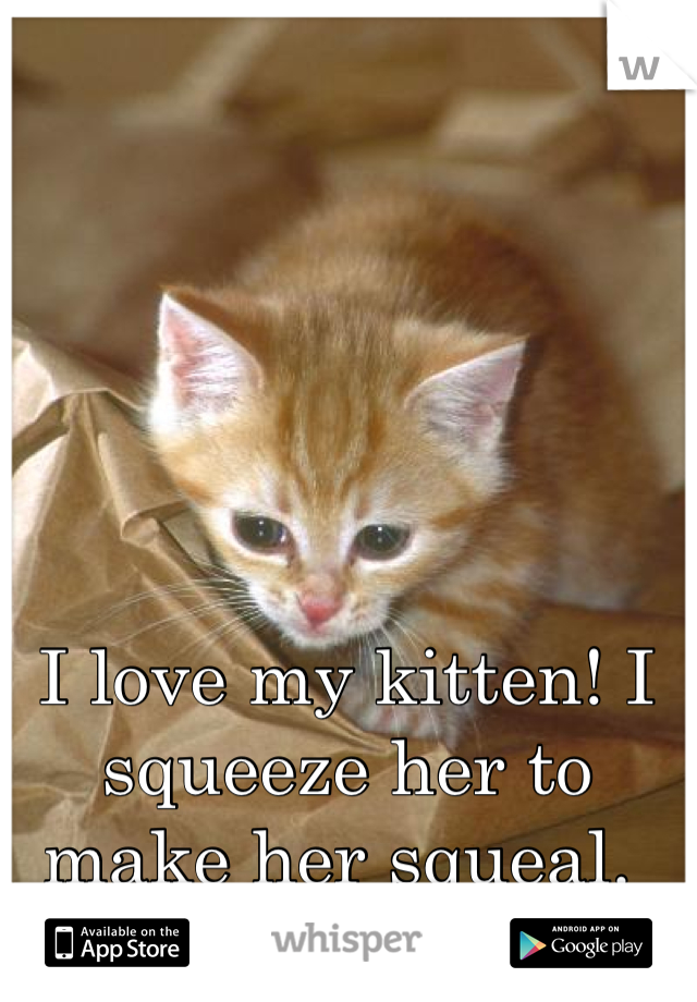 I love my kitten! I squeeze her to make her squeal. 