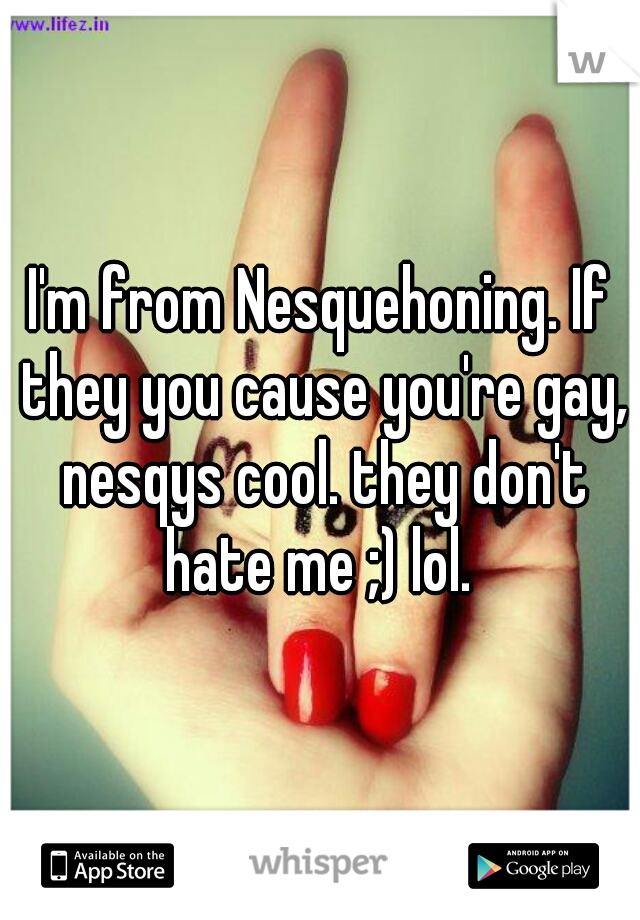 I'm from Nesquehoning. If they you cause you're gay, nesqys cool. they don't hate me ;) lol. 