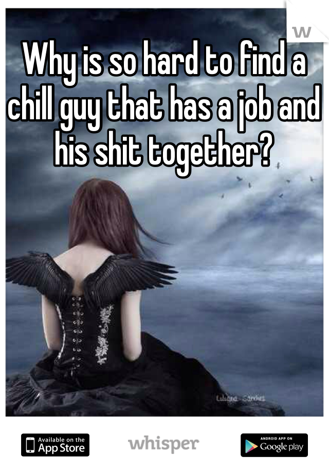 Why is so hard to find a chill guy that has a job and his shit together?