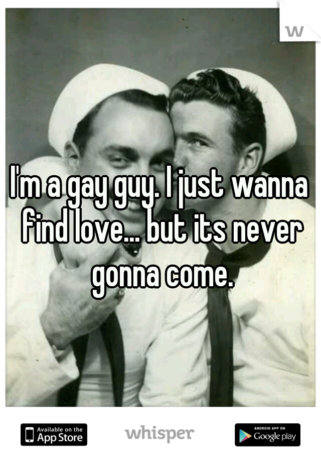 I'm a gay guy. I just wanna find love... but its never gonna come.