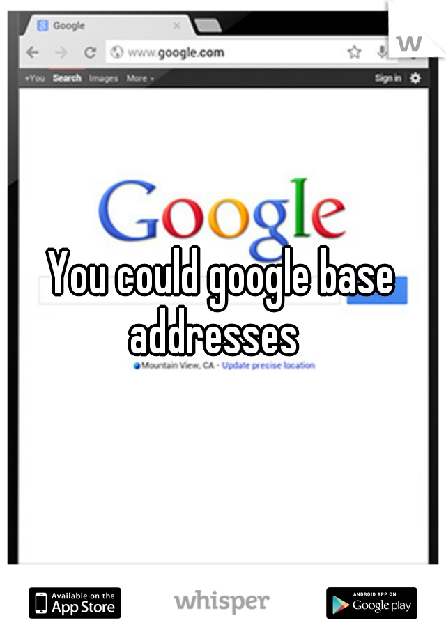 You could google base addresses
