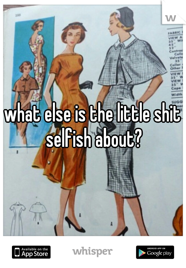 what else is the little shit selfish about?