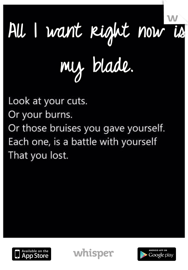 All I want right now is my blade. 