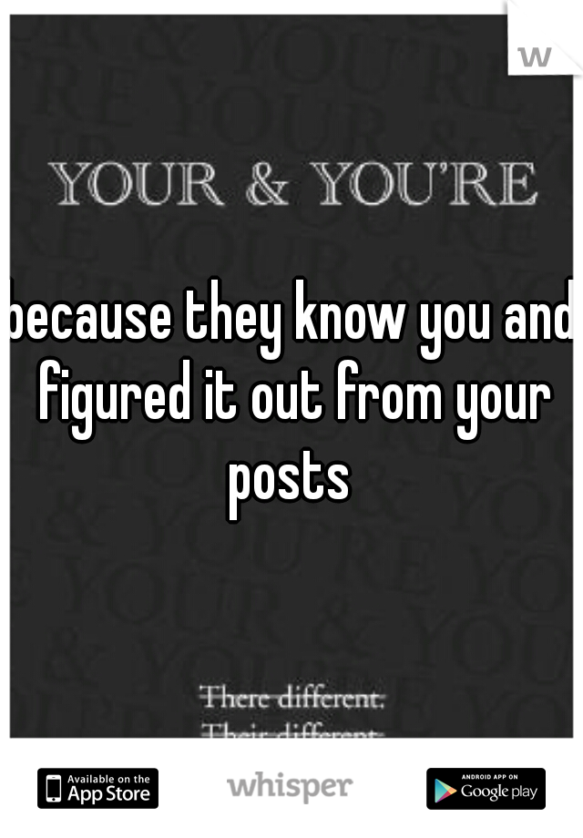 because they know you and figured it out from your posts 