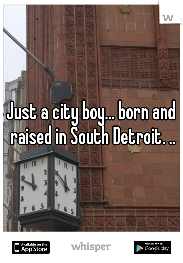 Just a city boy... born and raised in South Detroit. ..