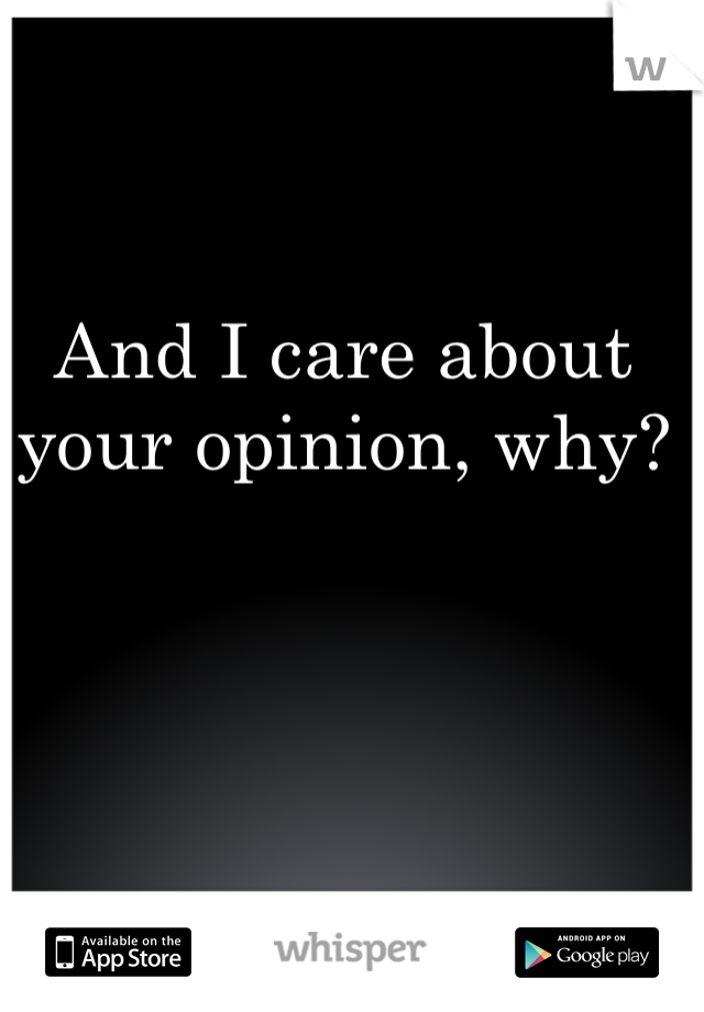 And I care about your opinion, why?