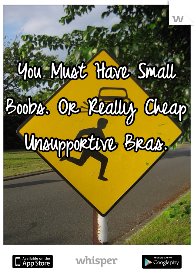 You Must Have Small Boobs. Or Really Cheap Unsupportive Bras. 
