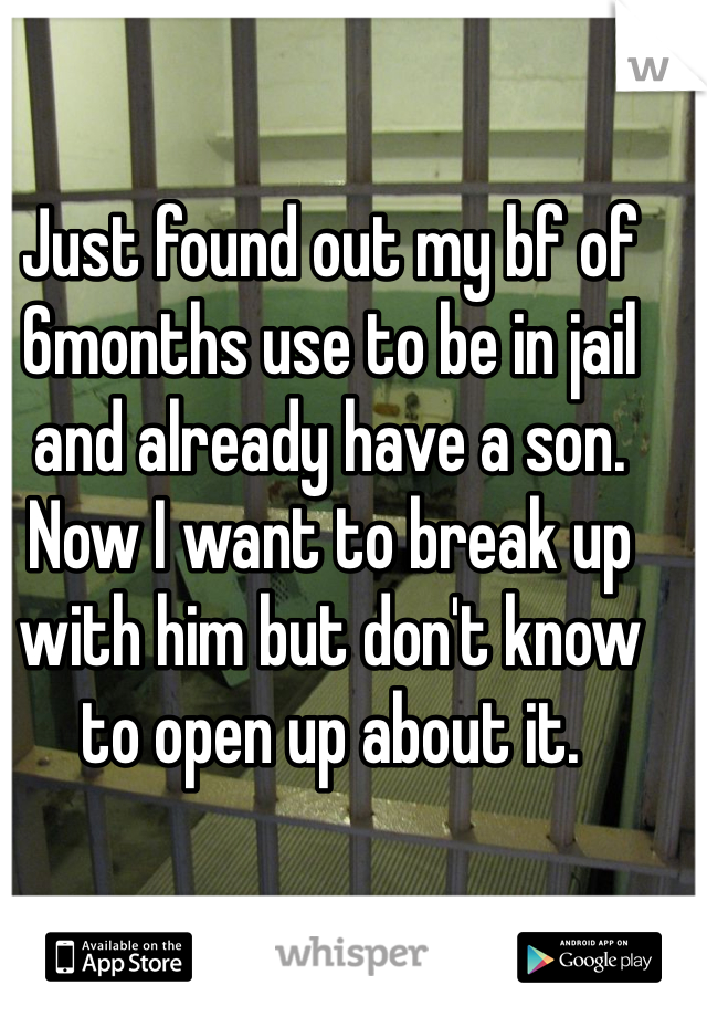 Just found out my bf of 6months use to be in jail and already have a son. Now I want to break up with him but don't know to open up about it.