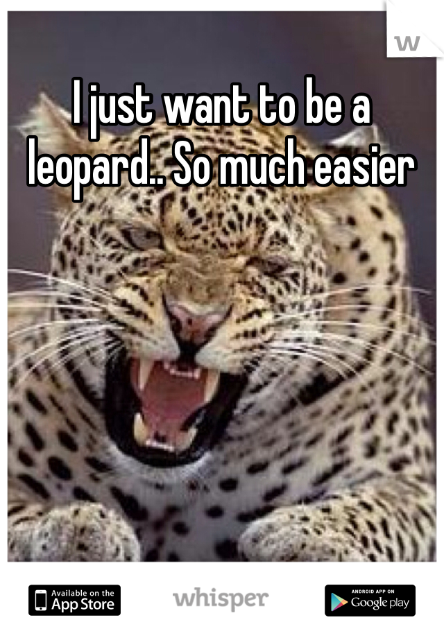 I just want to be a leopard.. So much easier 