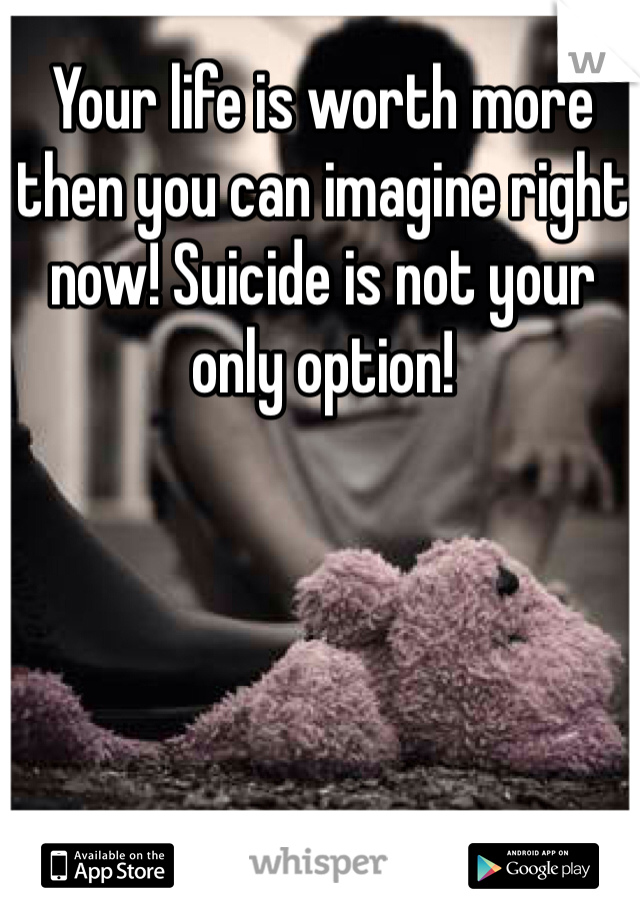 Your life is worth more then you can imagine right now! Suicide is not your only option!