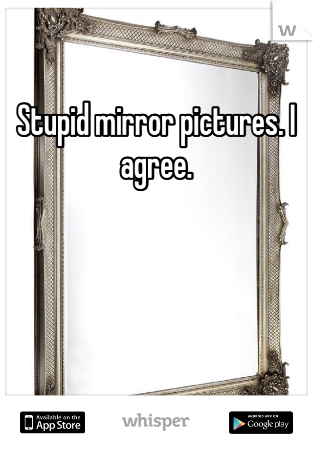Stupid mirror pictures. I agree. 