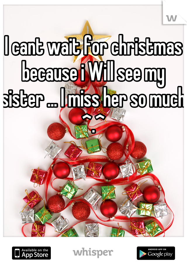 I cant wait for christmas because i Will see my sister ... I miss her so much ^.^