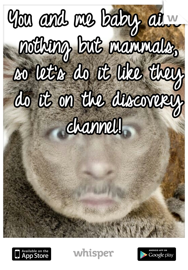 You and me baby ain't nothing but mammals, so let's do it like they do it on the discovery channel! 