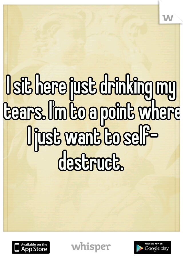 I sit here just drinking my tears. I'm to a point where I just want to self- destruct. 