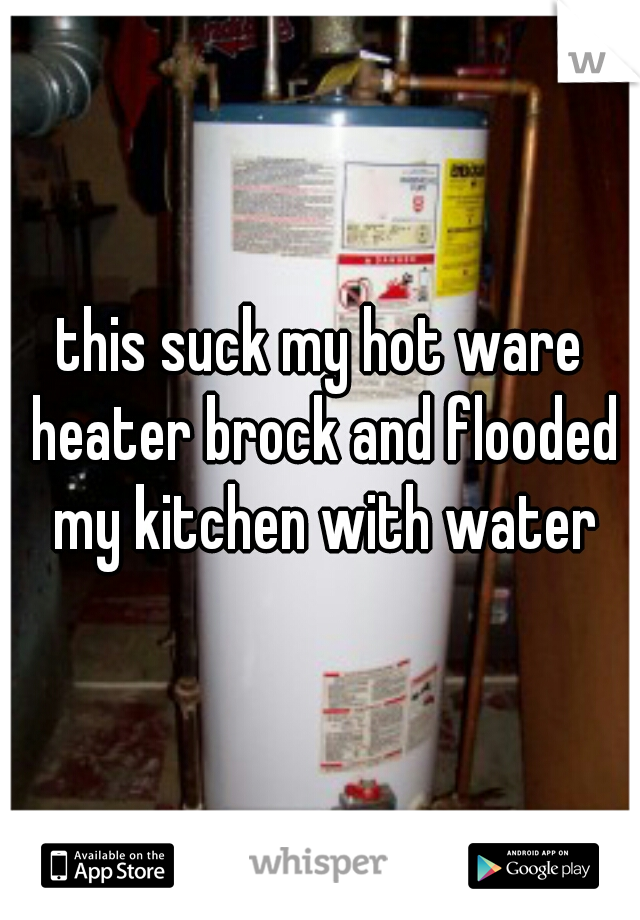 this suck my hot ware heater brock and flooded my kitchen with water