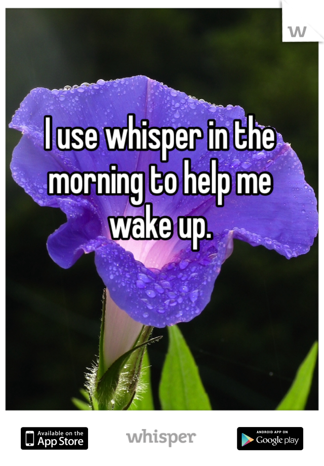 I use whisper in the morning to help me 
wake up. 
