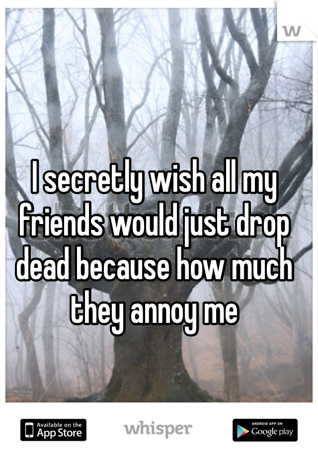 I secretly wish all my friends would just drop dead because how much they annoy me 