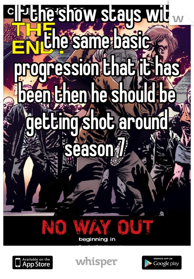 If the show stays with the same basic progression that it has been then he should be getting shot around season 7 