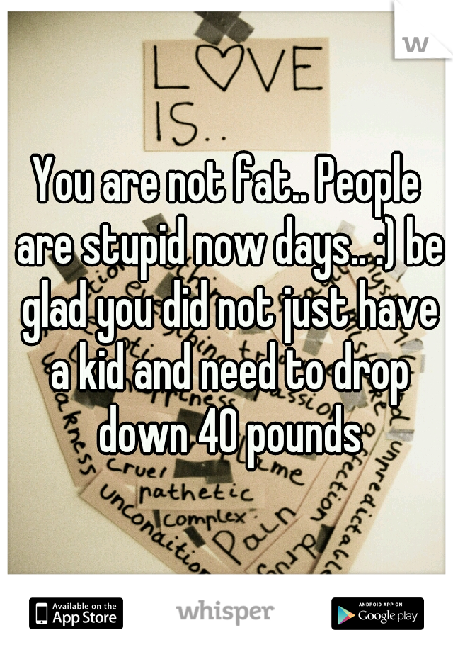 You are not fat.. People are stupid now days.. :) be glad you did not just have a kid and need to drop down 40 pounds