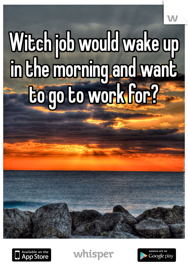 Witch job would wake up in the morning and want to go to work for?