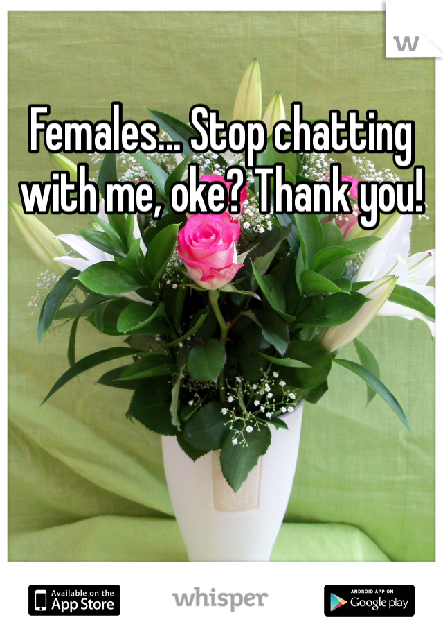 Females... Stop chatting with me, oke? Thank you!