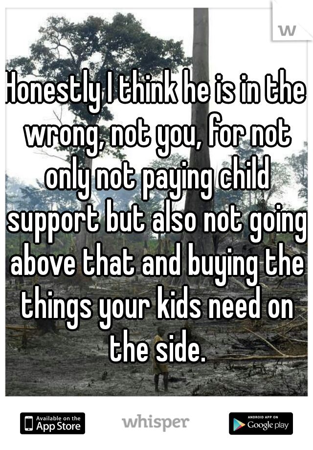 Honestly I think he is in the wrong, not you, for not only not paying child support but also not going above that and buying the things your kids need on the side.