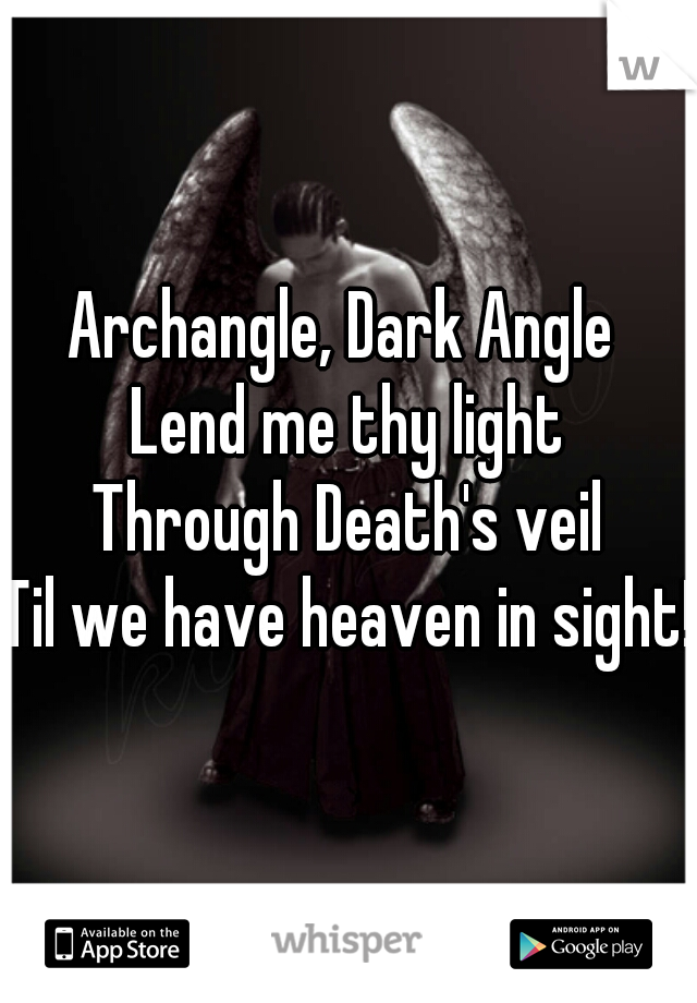 Archangle, Dark Angle 
Lend me thy light
Through Death's veil
Til we have heaven in sight!