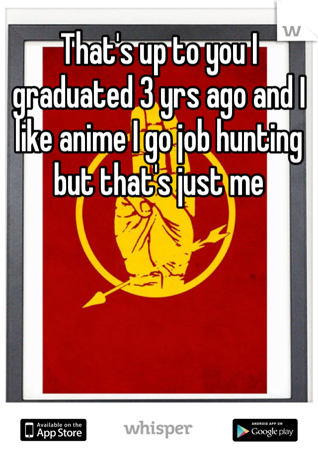 That's up to you I graduated 3 yrs ago and I like anime I go job hunting but that's just me 