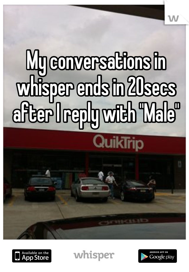My conversations in whisper ends in 20secs after I reply with "Male"