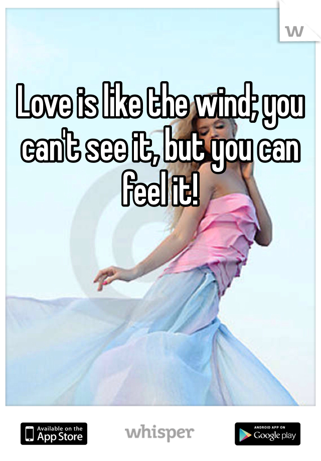 Love is like the wind; you can't see it, but you can feel it! 