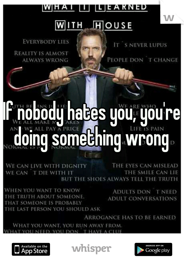If nobody hates you, you're doing something wrong 