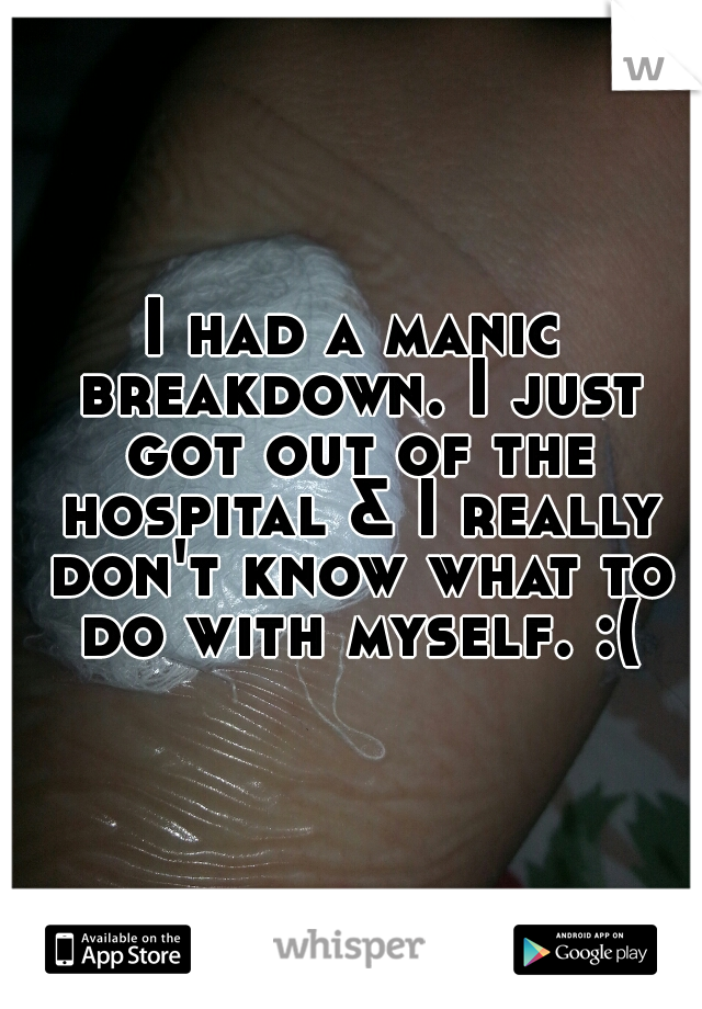 I had a manic breakdown. I just got out of the hospital & I really don't know what to do with myself. :(